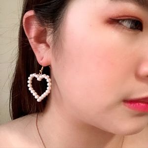 Heart Shaped ❤️ Faux Pearl Earrings